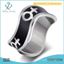 Silver and black lesbian ring,lesbian couples pride rings jewelry